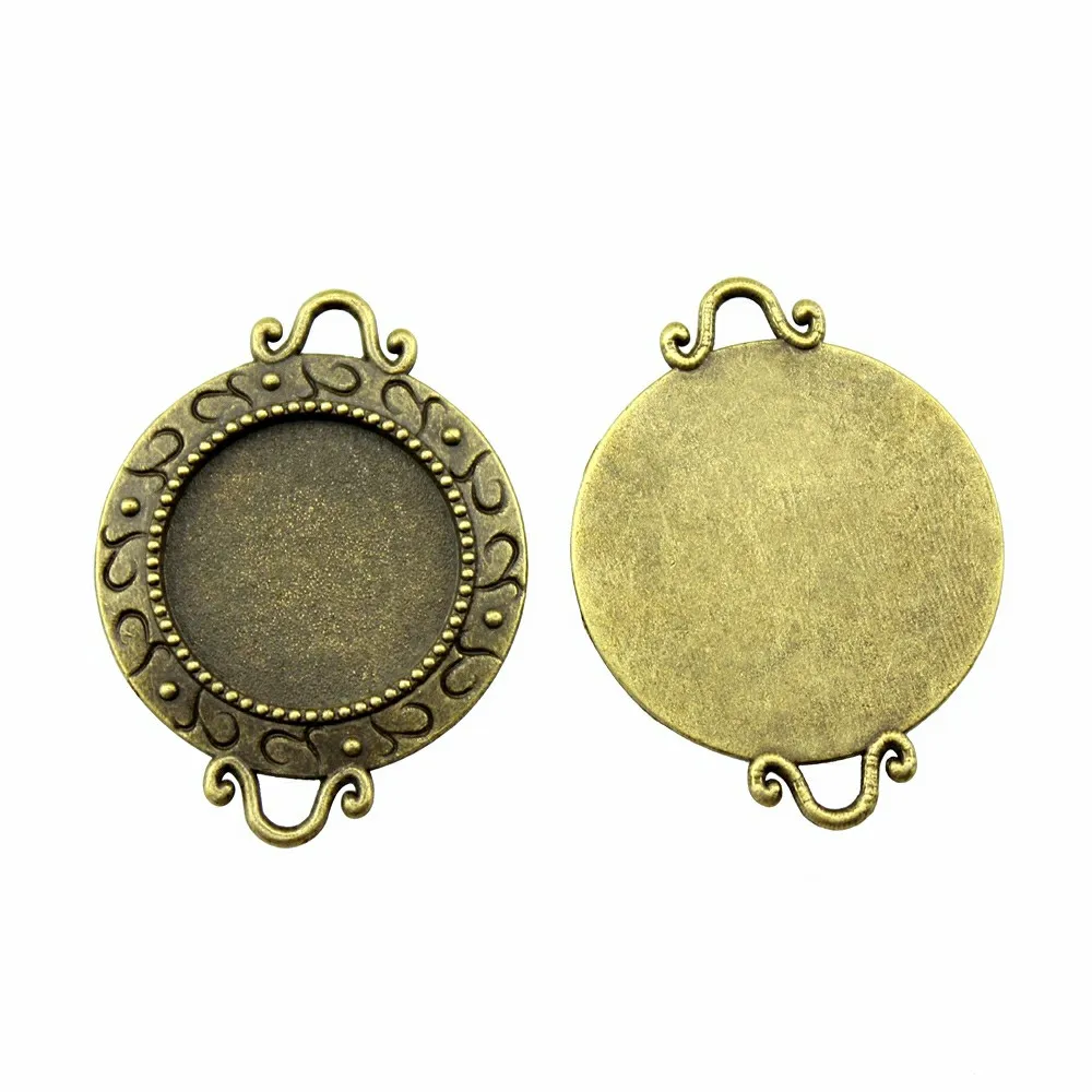 

10pcs Cabochon Base Setting Connector Fit 18mm Round Glass Cabochon 2 Colors Vintage Jewelry Finding Accessories