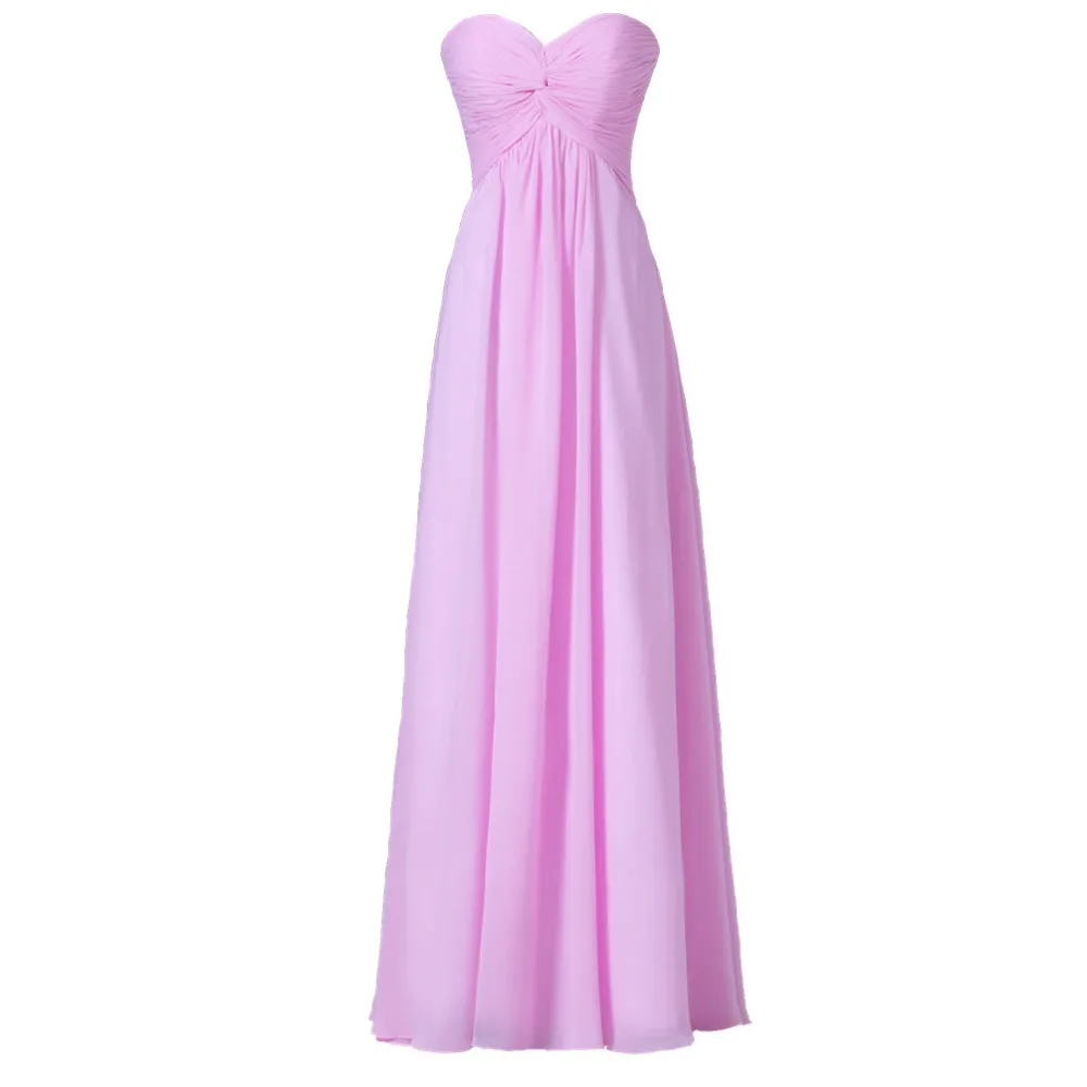 MDBRIDAL Chiffon Women Engagement Dress Strapless Long Bridesmaid Dress