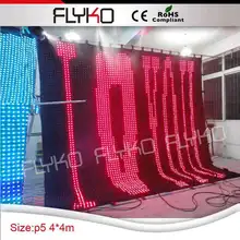 И формирующая листы для кровли 4 м 4 m Горячая размер бар просвечивающаяся ткань P5 светодиодная видео штора полный цвет лампы гибкая панель диджей светодиодный занавес