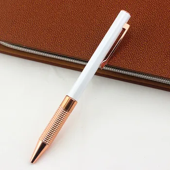 

Luxury White rose gold Ballpoint pen school supplies metal ball pen 0.7MM Nib School and Office Supplies for Writing