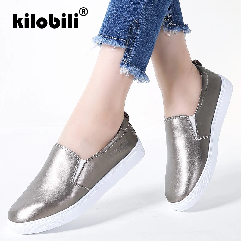 Kilobili/2019 летние женские кроссовки на плоской подошве балетки обувь из натуральной