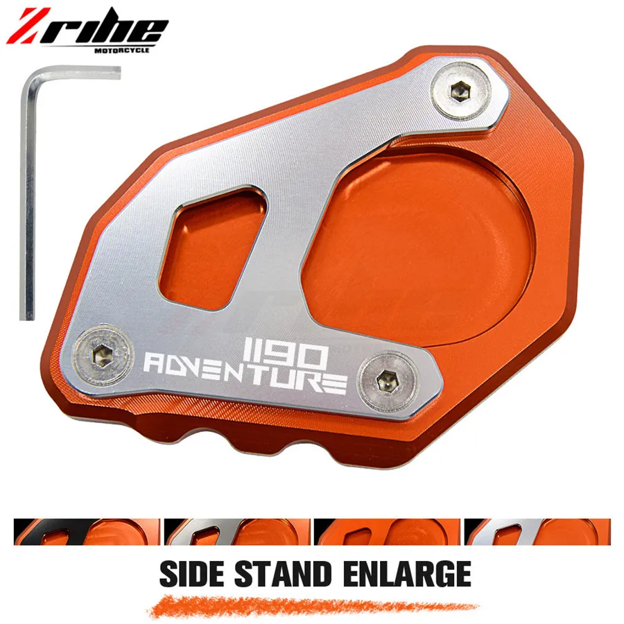 

For KTM ADVENTURE 1190 ADV 2013 2014 2015 2016 2017 2018 LOGO Black Motorcycle Kickstand Side Stand Plate Pad Enlarge Extension
