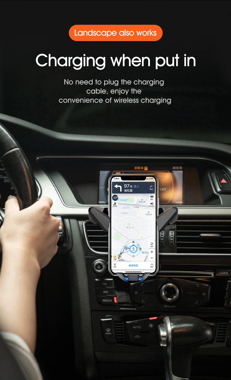 10 Вт Qi беспроводной держатель для автомобильного зарядного устройства для iPhone XS X 8 Быстрая зарядка для автомобильный держ