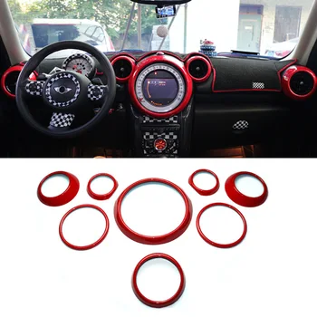 شراء8 قطعة ABS الداخلية الجبهة مركز لوحة تنفيس رئيس والعتاد التحول دائرة حلقة يغطي لسيارات BMW Mini النحاس البلد R60 2013-2016