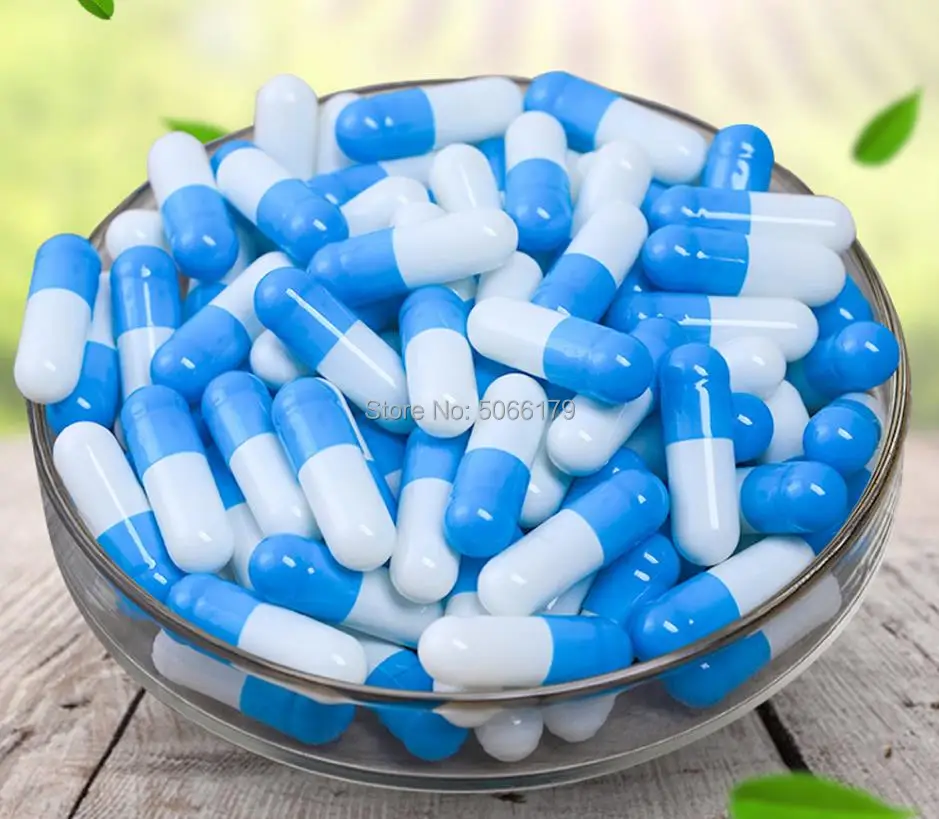 

500pcs1000pcs Size 0 Empty Capsules! Hollow Gelatin Blue-white Colored Capsules, Separated 0# Empty Capsules
