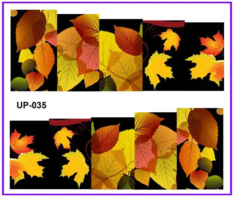 Искусство ногтей Красота татуировки переводная наклейка слайдер красный желтый листья кленовое Дерево Фрукты Вишня UP031-036 - Цвет: UP035