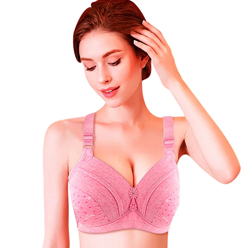 

2019 Plus Size 5 Colors D E Cups Underwear Unlined WireFree Big Size Bras Wire Free Seamless Brassiere for Plus Size Womens Bras