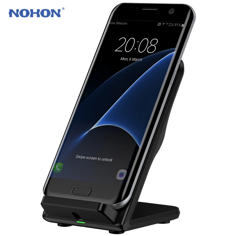 NOHON 10 Вт QI Беспроводной Зарядное устройство Подставка для Galaxy S8 Plus S7 край S6