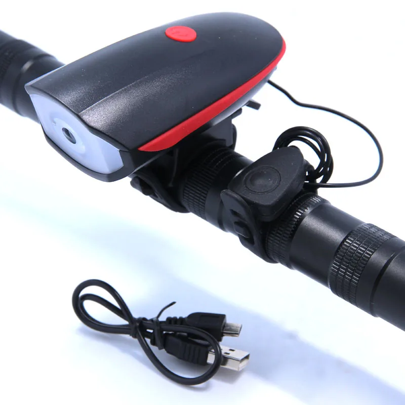 2 IN 1 LED Bike Light With electric Bell trembler buzzers horn switch Cycling Bicycle Lamp Battery Built-in USB Charging