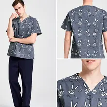 Печать медицинские наборы для скраба унисекс доктора медсестры униформа Хирургическая Одежда салон красоты халаты рабочая одежда для больниц комбинезоны