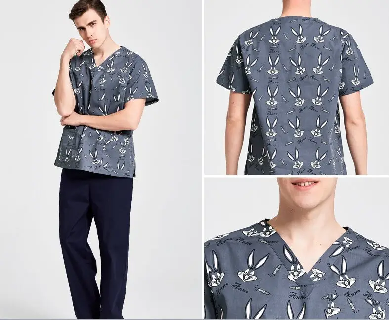 

2018 Printing Medical Scrub Sets Unisex Doctors Nurses Uniforms Surgical Clothing Beauty Salon Gowns Hospital Workwear Overalls