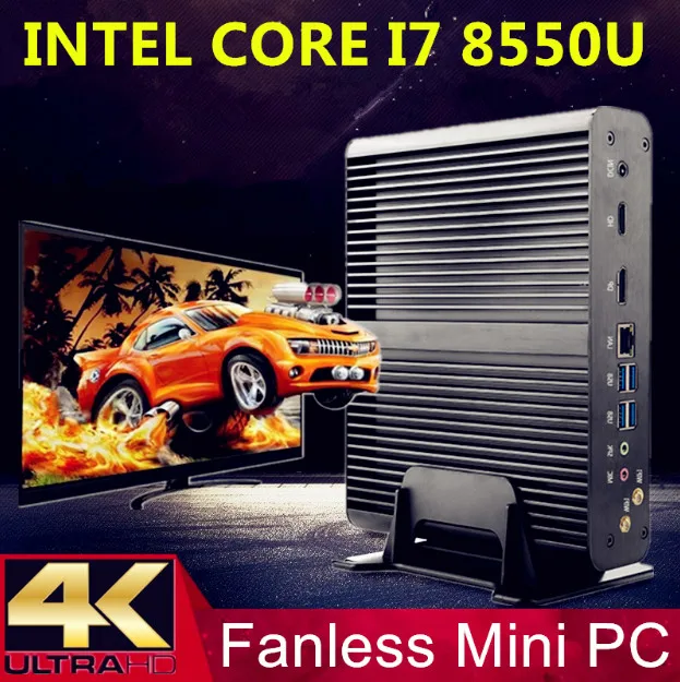 

Mini PC 8th Intel Core i7 8550U Fanless Desktop Core i7 7500U HTPC WIFI HDMI DP DDR4 RAM Linux win10 Pro Desktop Computer