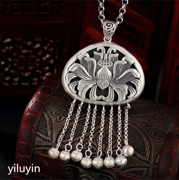 

KJJEAXCMY Boutique jewe S990, silver, hollowed out, fillet, fish, dragon, door, safety, and lock, Pure Silver Antique female p