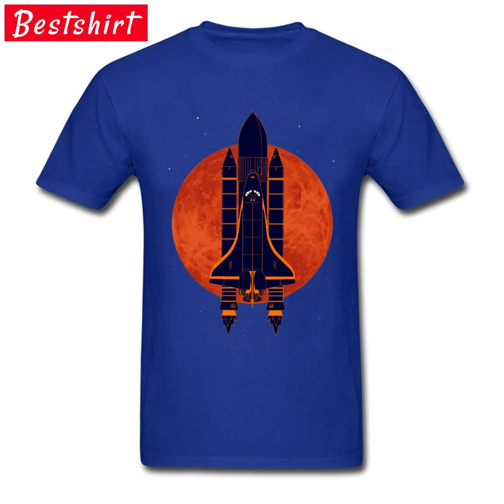 Space Ship Over Venus T-Shirt Fitted Short Sleeve Simple Style 100% Cotton Fabric Crew Neck Men Tees Design Tees Lovers Day Space Ship Over Venus blue