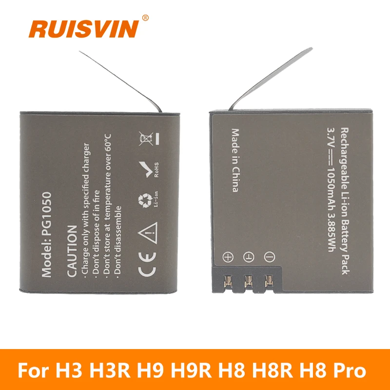 3.7V 1050 mAH action camera Universal Battery For EKEN H9 H9R H3 H3R
