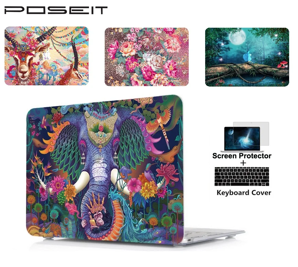 Laptop Shell+Keyboard Cover+Screen Film For Alppe Macbook Pro 13 15 Touch Bar 13 15  Air 11 13 A1466 Pro Retina 12 13 15 inch