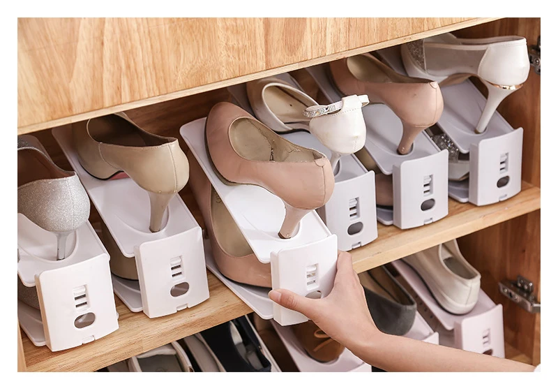 Двухслойный Регулируемый простой кронштейн для обуви креативный пылезащитный стеллаж для хранения обуви домашний держатель для хранения обуви Органайзер