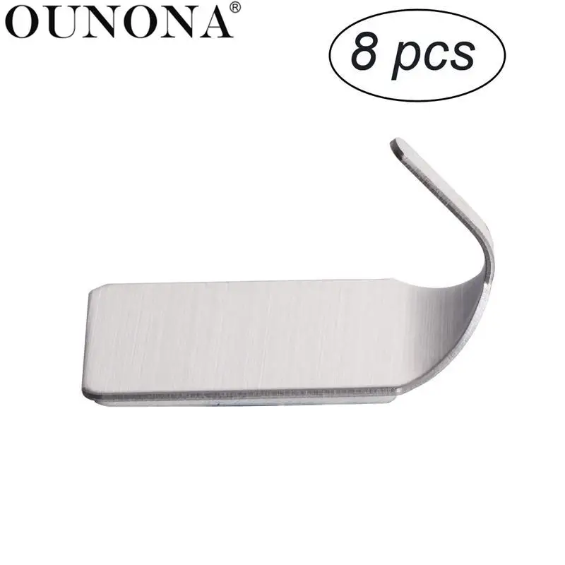 8pcs 3M Self Adhesive Hook Heavy Duty Stainless Steel Wall Hooks for