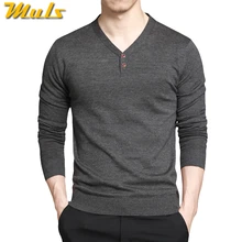 Muls брендовые осенние мужские свитера с v-образным вырезом и длинным рукавом, тонкие шерстяные трикотажные рубашки поло, мужские пуловеры, свитера, весенние M-4XL, Прямая поставка