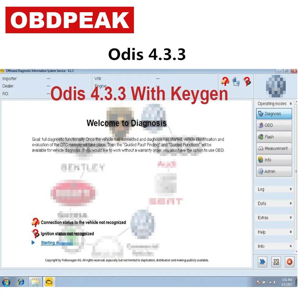 Последний ODIS 4.3.3 с Keygen для VAG 9 брендов Odis VAS 5054A V4.3.3 Поддержка нескольких языков