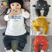 Lemonmiyu/повседневные штаны для малышей длинные штаны для новорожденных с героями мультфильмов весенне-осенние свободные штаны-шаровары из эластичного хлопка для младенцев