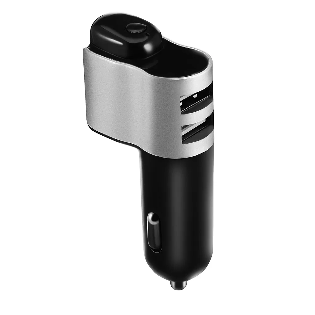 Bluetooth автомобильное USB зарядное устройство fm-передатчик беспроводной радио адаптер с наушниками - Название цвета: Черный