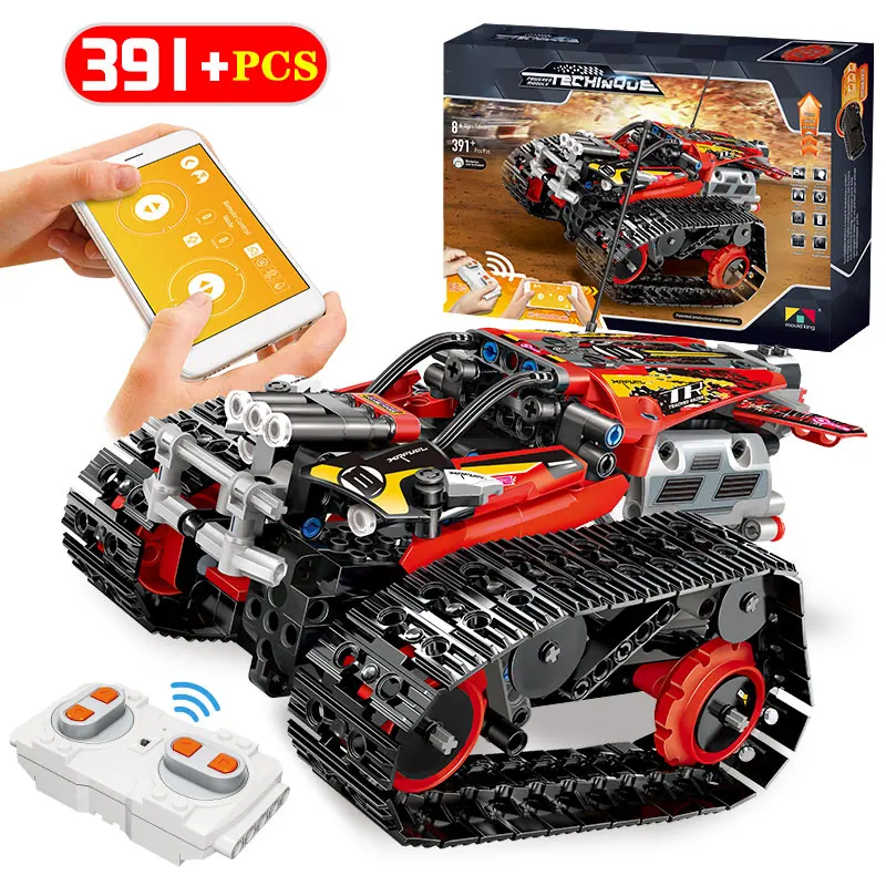 391PCS RC Technic Remote Control Battle Tank Building Blcoks Compatible Legoed WW2 City Military Remote Control Smart Toys Kids