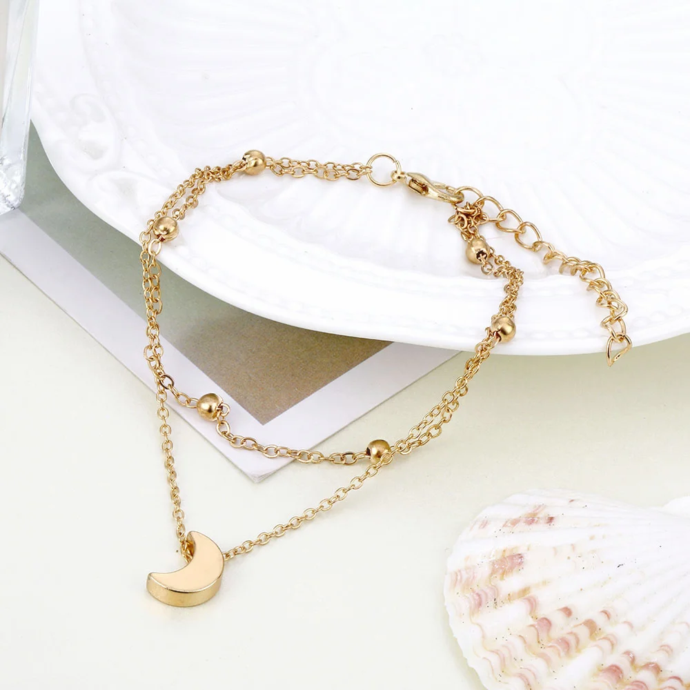 Simple Moon Anklet Female Anklets Barefoot Sandals Foot Jewelry New Fashion Anklets On Foot Ankle Bracelets For Women Leg Chain