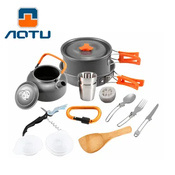 

2-3 Persons Camping Tableware Outdoor Cooking Set Camping Mug Cookware Travel Tableware Pots Pan Coffee Kettle Picnic Set A