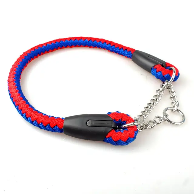 Braided Rope Dog Choke Collar Martingale Dog Training Collars 22 26