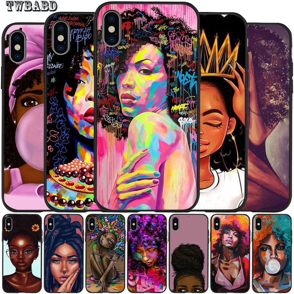 

For Cover iPhone X Case 5 5S 6 6S 7 8 Plus X XS Max XR African Girls for Funda iPhone7 Case Soft Silicone for Capa iPhone 8 Etui