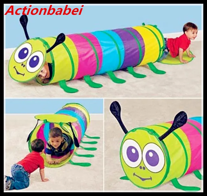 Actionbabei New Extra Long childrens kids chameleon caterpillar Pop-Up play tent tunnel garden indoor outdoor fun