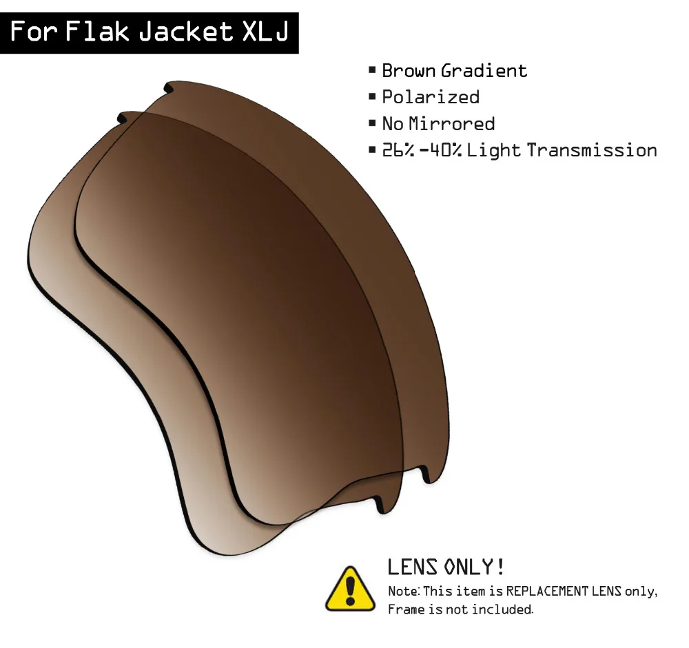 SmartVLT Polarized Sunglasses Replacement Lenses for Oakley Flak Jacket XLJ - Brown Gradient Tint