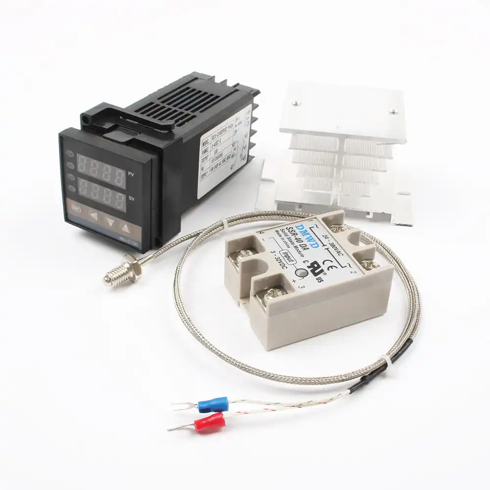 REX-C100 LED PID Temperature Controller Kit Digital Thermostat K Thermocouple Probe Cable 40A Solid State Relay