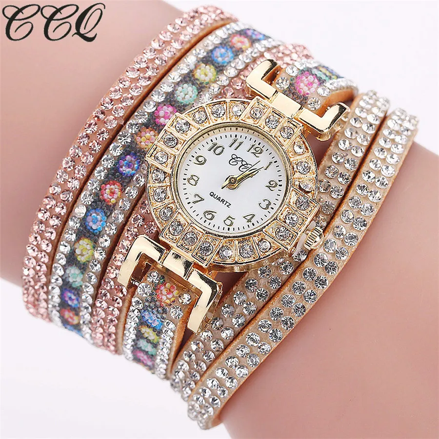 

2017 CCQ New Fashion Luxury Women Rhinestone Bracelet Watch Ladies Quartz Watch Casual Women Wristwatch Relogio Feminino C123