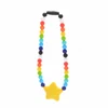 Silicone Teether Star Baby Pacifier Clips Safety Teething Baby Carrier Chain Silicone Beads Toys Not Necklace BPA Free 5