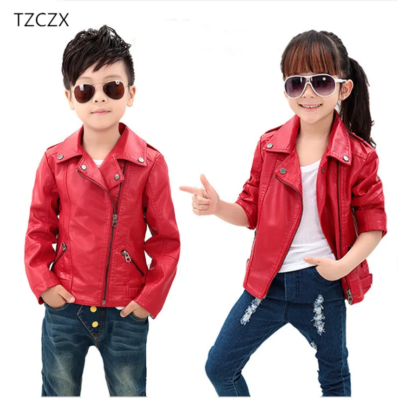 

Promotion Children Jackets Brand fashion Girls and Boy's Leather Jackets Outerwear Clothing For 3-13 Year kids wear coats