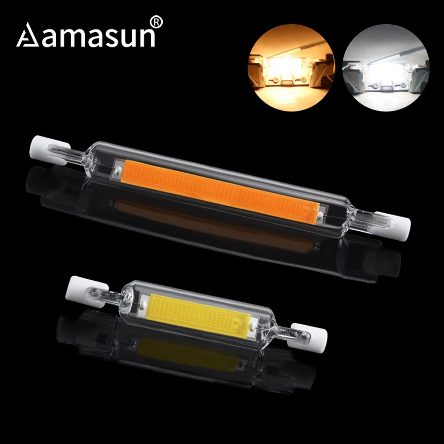 

No Flicker R7S LED Lamp Bulb Glass Tube Replace Halogen Lamp COB LED R7S Spotlight 78mm 118mm 220V 5W 10W J78 J118 Light Bulb