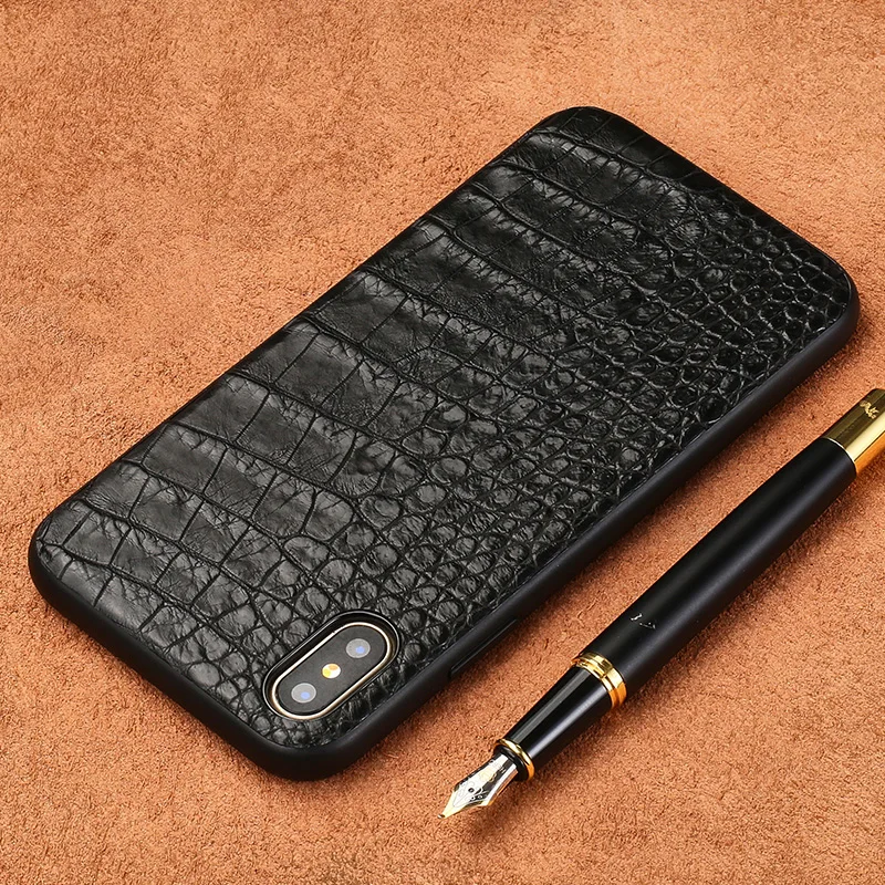

Fashion Crocodile belly skin phone case for iPhone X luxury Genuine leather phone case all-inclusive phone protection case