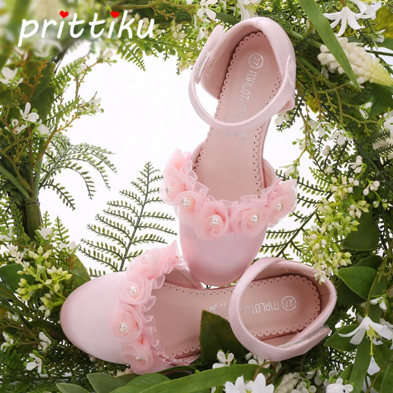 

Toddler Girl Fashion Dress Flats Little Child Pageant Party Wedding Bridesmaid Sandal Big Kid Heeled Floral Bead Mary Jane Shoes