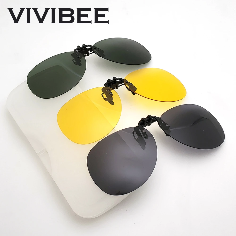 Rimless Round Flip up Clip on Oversized Men Polarized Clip Sunglasses