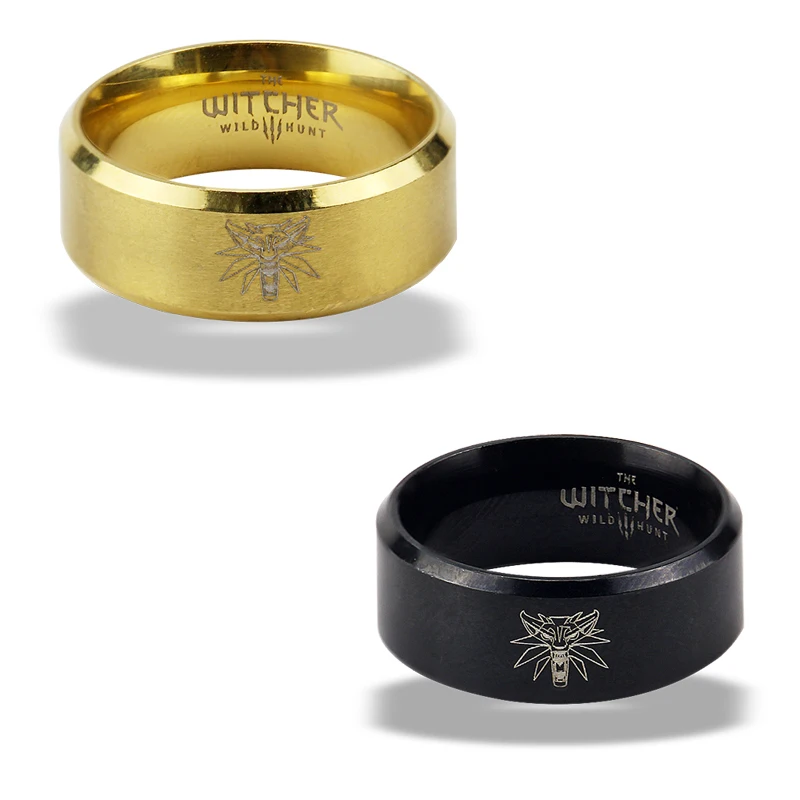 

New Stainless Steel Game The Witcher 3 Ring Wild Hunt Medallion One Stark of Winterfell Direwolf Wolf Rings