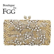 Бутик De FGG Выдалбливают женские вечерние сумки с цветочной отделкой Кристалл Клатч свадебная сумочка и кошелек Свадебные вечерние ужин вечерний клатч в стиле minaudiere