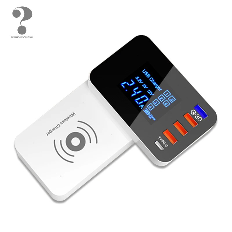 10W QI Wireless usb Charger Quick Charge 3.0 Led Display Type C Multi smart HUB charging station adapter for iphone ipad sumsung 10W QI Wireless usb Charger Quick Charge 3.0 Led Display Type C Multi smart HUB charging station adapter for iphone ipad sumsung