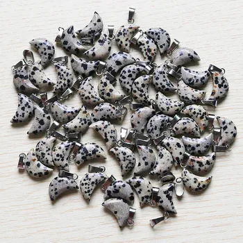 

Charms wholesale 30pcs/lot Natural Speckle stone Moon Shape beads Pendants for Jewelry Making Necklace Earrings free shiping