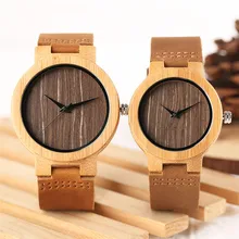 Top Brand Wooden Bamboo Couple Watch Analog Quartz Women Men Creative Watches for Lovers 100 Nature