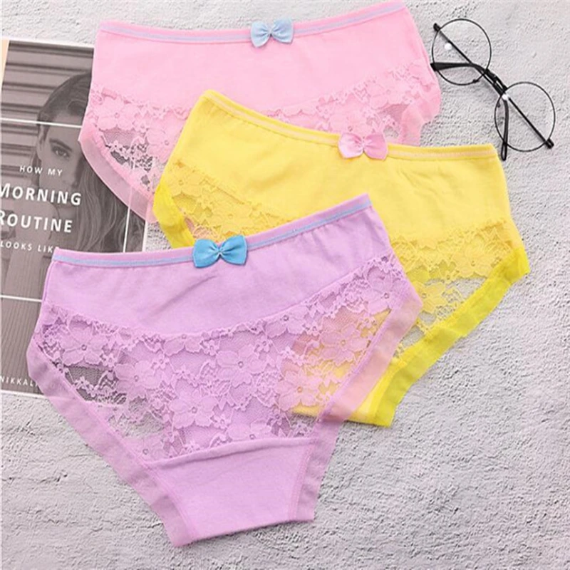 4pcs/lot Children Cotton Underwear Young Girls Briefs Solid Low Waist Short Briefs Comfortable