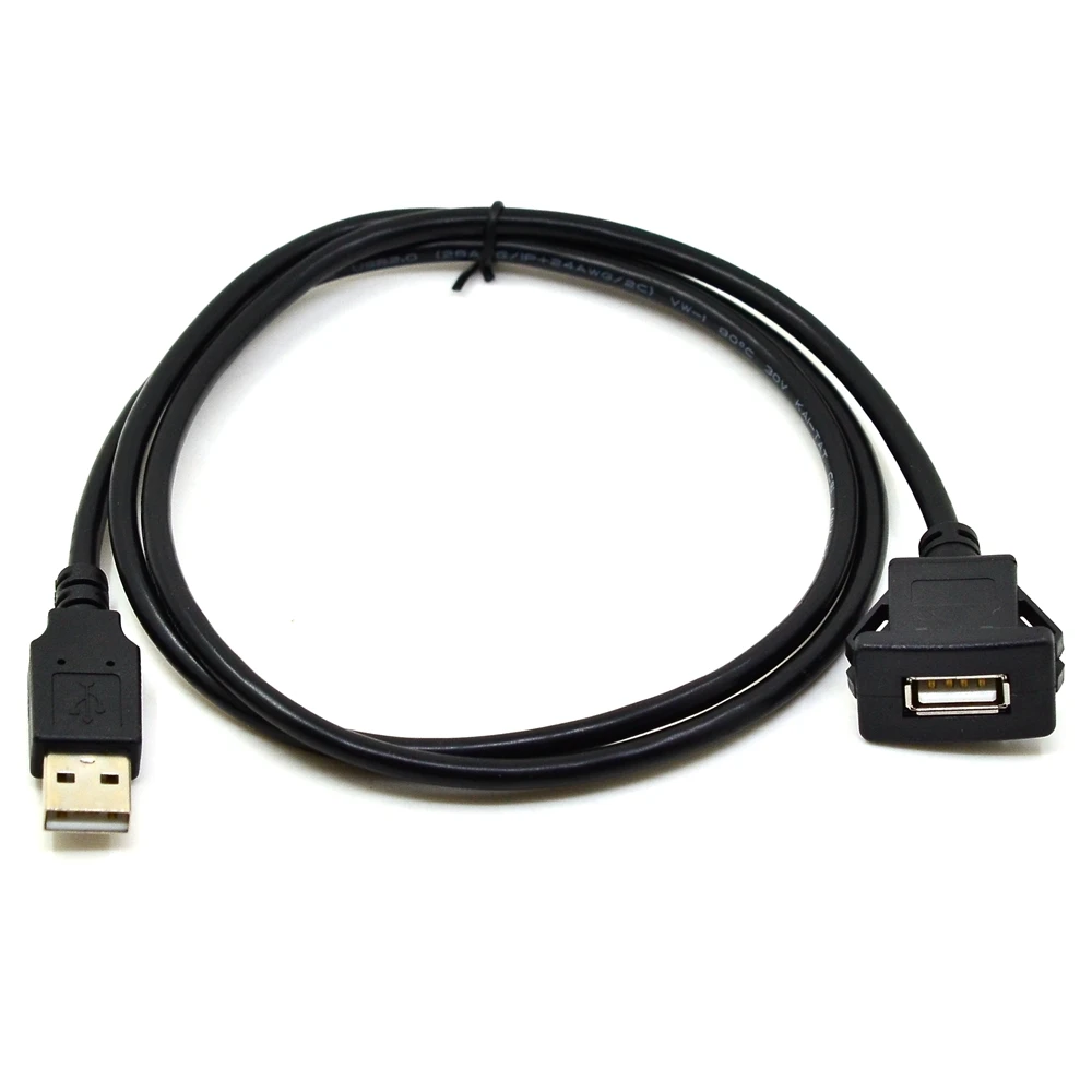3FT Square Single Port USB 2.0 A Male to Female Flush mounted Socket Extension Panel Cable for Car Motorcycle Dashboard 1m | Электроника
