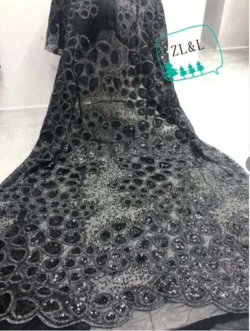 

Sequined gemstone pattern embroidery Nigeria lace 2089 French tulle fabric African lace suitable for dress skirt women's mesh