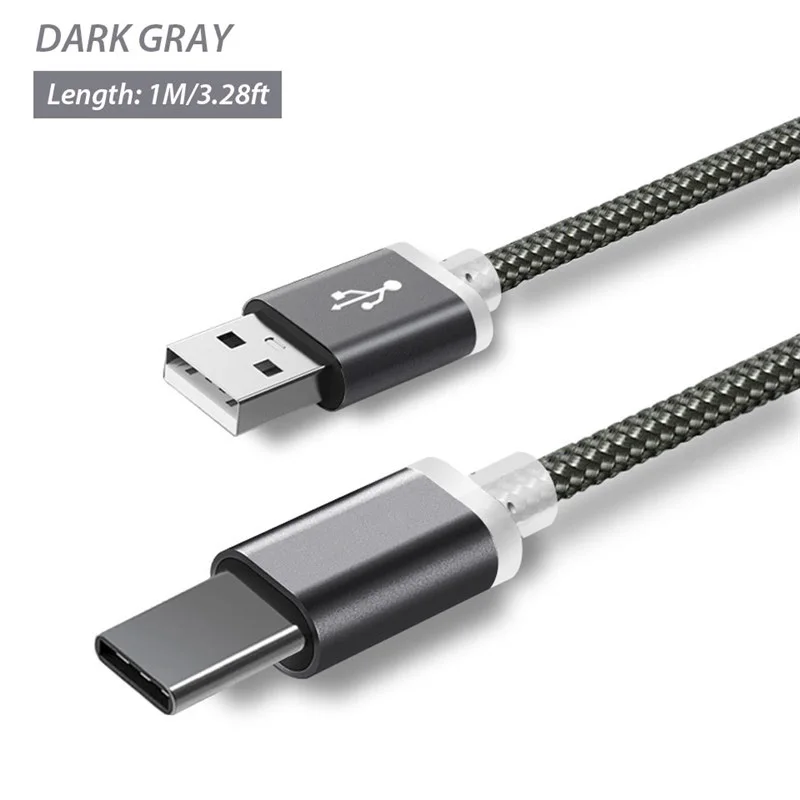 Gray 10 мм Длинный Usb type C кабель Usb-c type-c Быстрая зарядка кабель для Blackview Bv6100 Bv9700 Bv9600 Pro Oukitel Doogee зарядное устройство - Цвет: Gray
